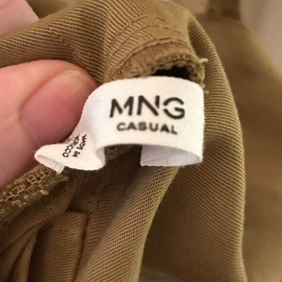 NWOT MNG Limited Edition Khaki Linen-Blend Back Tie Midi Dress Women’s 8 - Picture 5 of 15